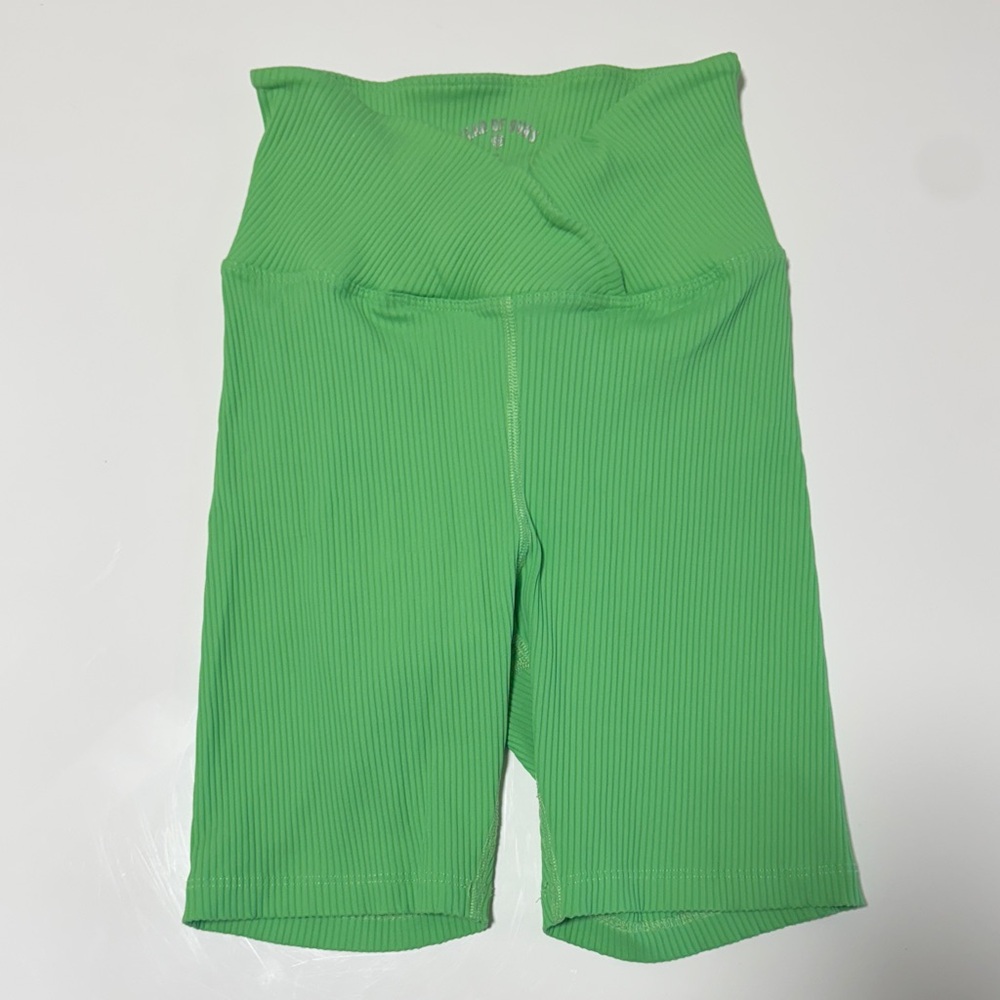 Year of Ours Green Ribbed Biker Shorts